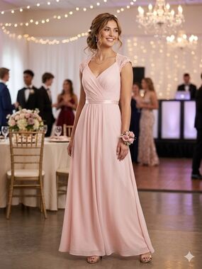 David's Bridal | Dresses | Davids Bridal Plunging Vneck Crinkle Chiffon  Bridesmaids Dress | Poshmark